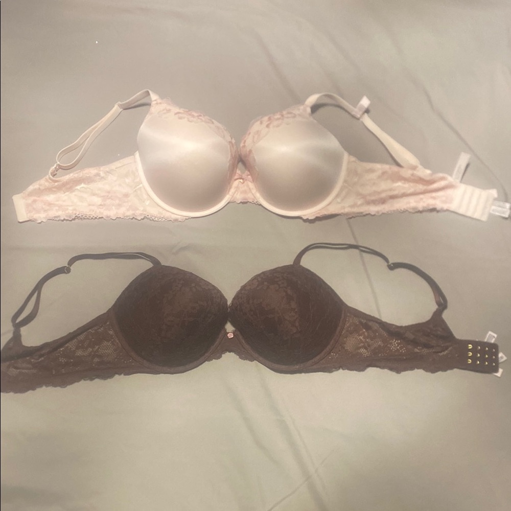 Victoria's Secret Cream and Brown Lace Bra